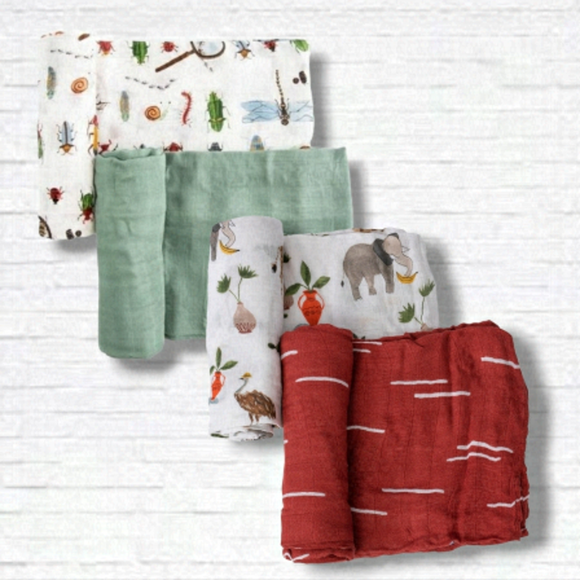 little unicorn Other - Little Unicorn Deluxe Muslin Unisex Infant Bug, Safari Print Swaddles x 4
